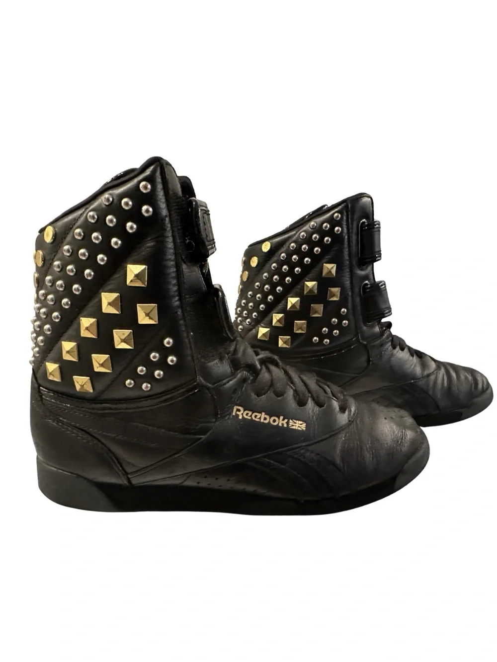 Reebok Freestyle Hi Gold Studded Alicia Keys Double Bubble Shoes Women's 6.5